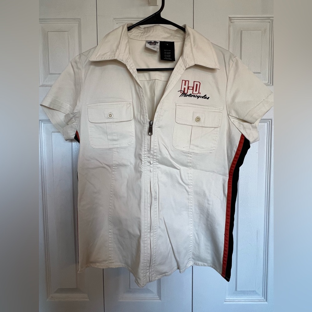 Harley-Davidson White Button-Up Shirt